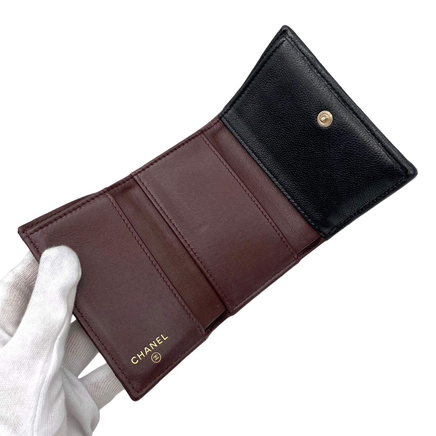 CHANEL 2021~ Matelassé Caviar Leather Classic Small Flap Wallet Black with Gold Hardware
