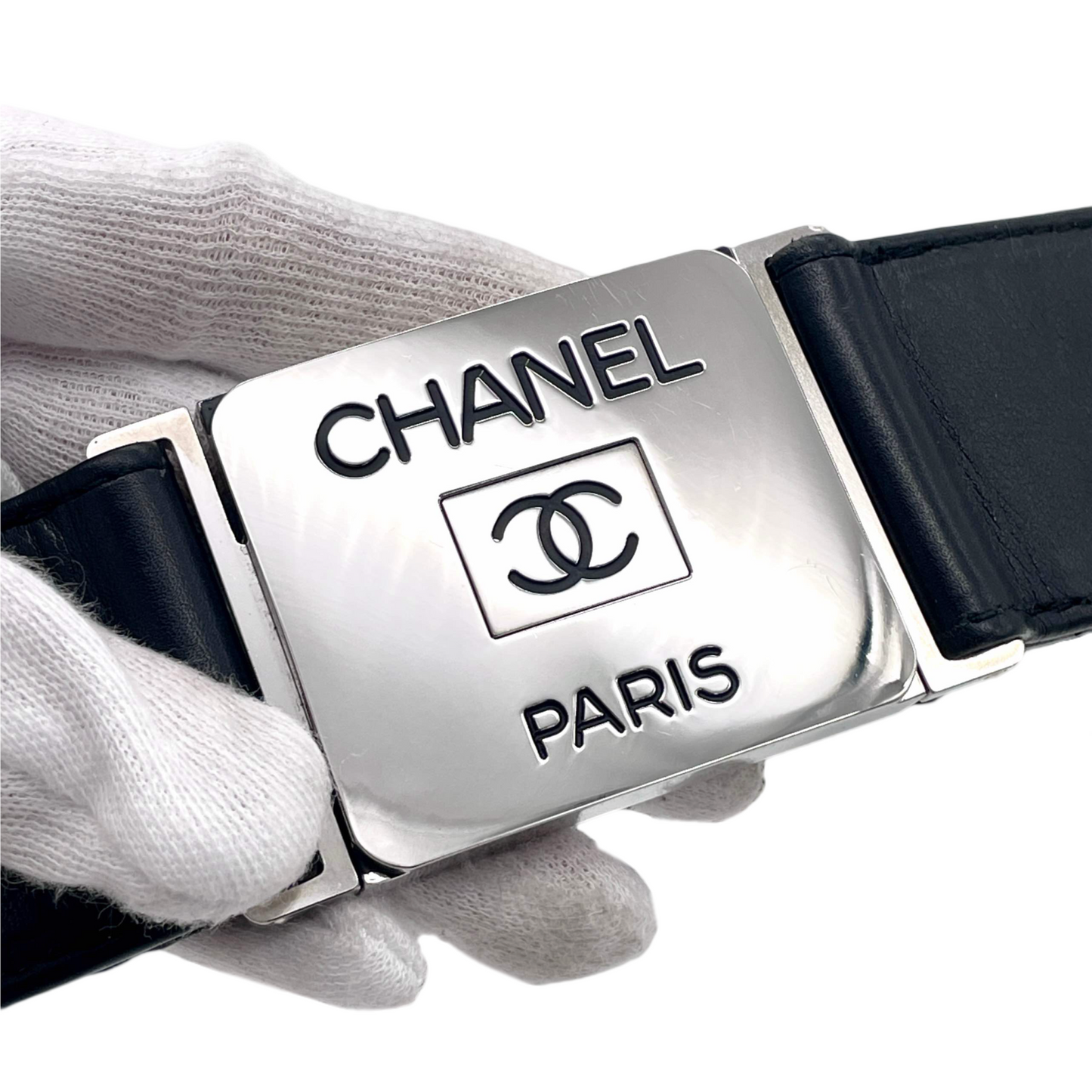 CHANEL logo leather belt