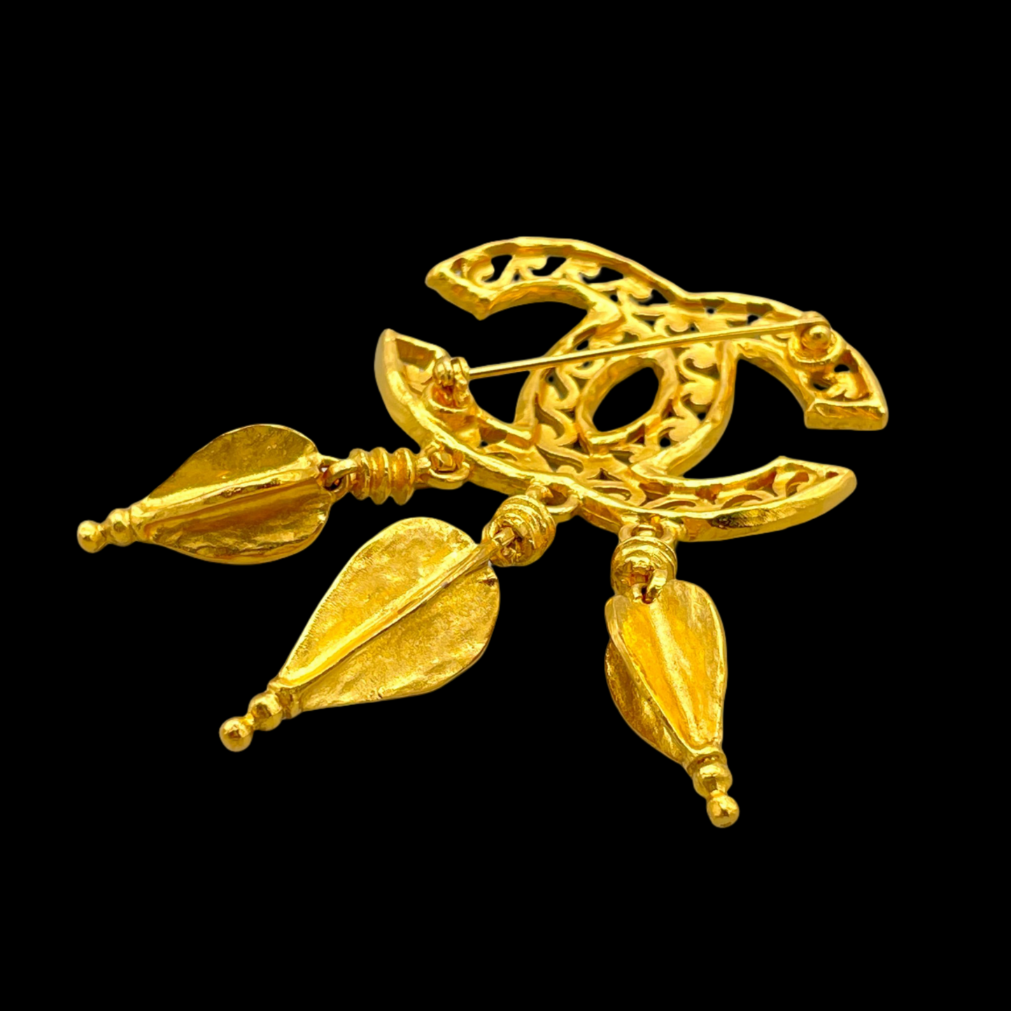 RARE☆☆☆CHANEL 1995 CC LOGO Arrows Pendant Brooch 95A Gold