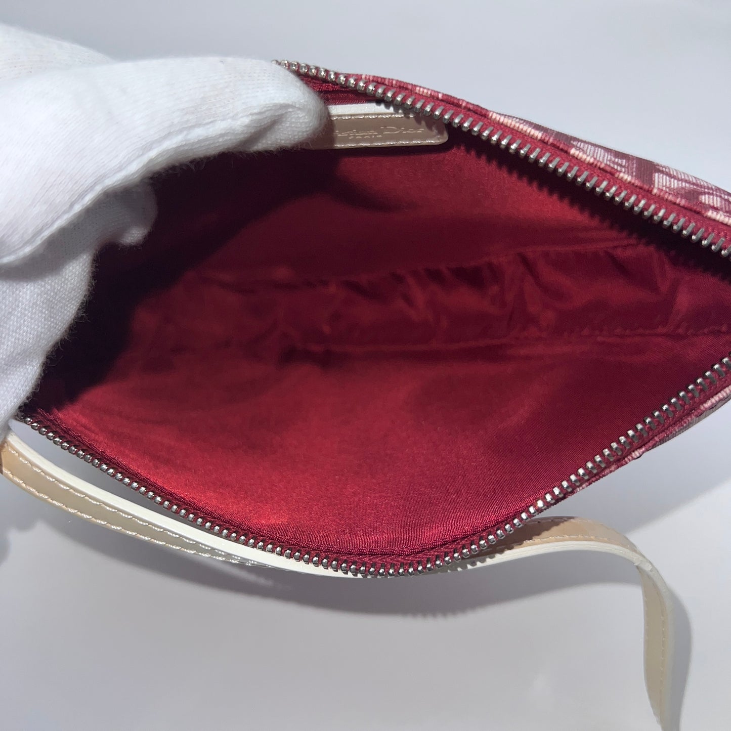 AUTH Pre-owned Christian Dior Trotter Saddle Pouch Red