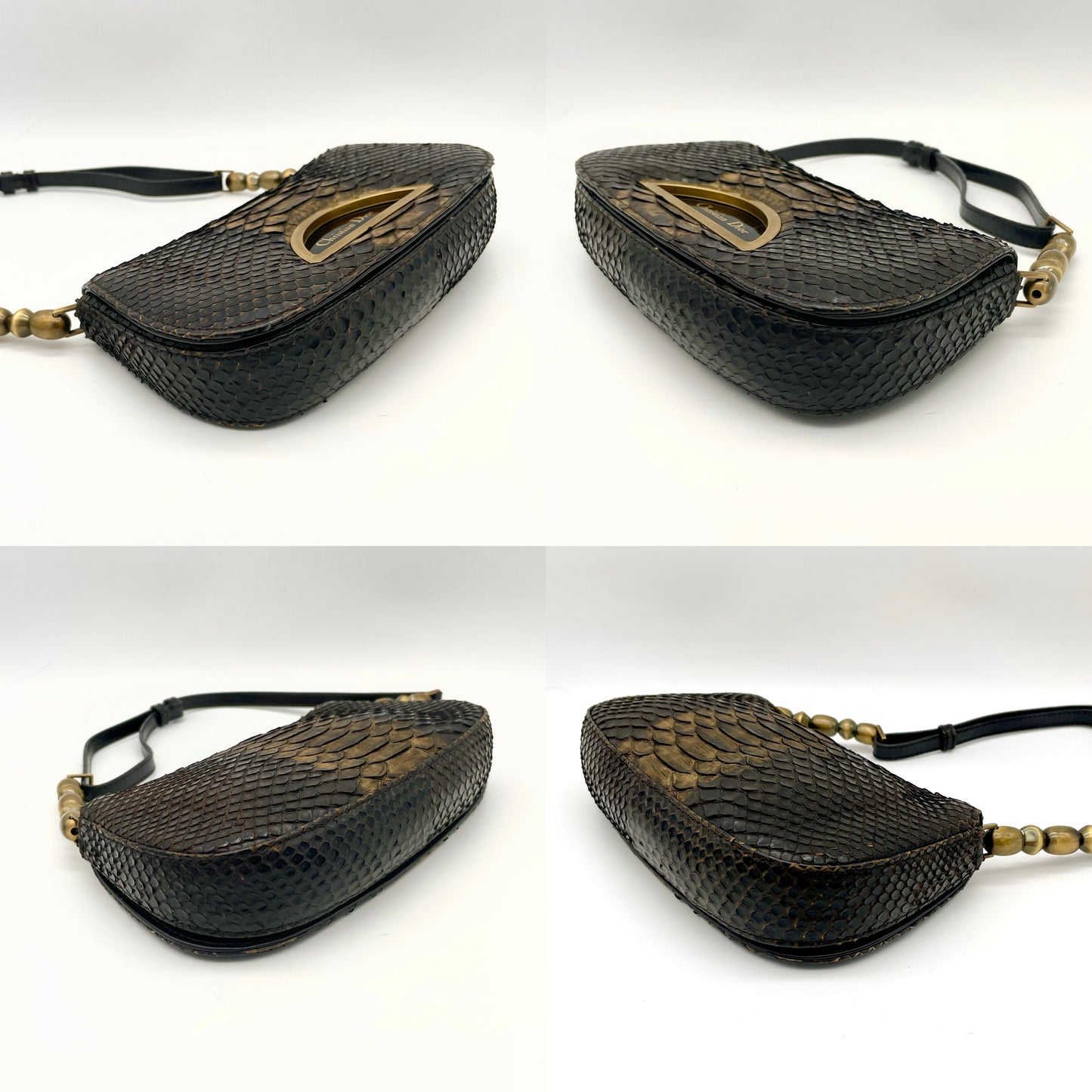 RARE☆☆☆☆☆☆☆CHRISTIAN DIOR Python Minimalist Pearl Shoulder Bag Brown