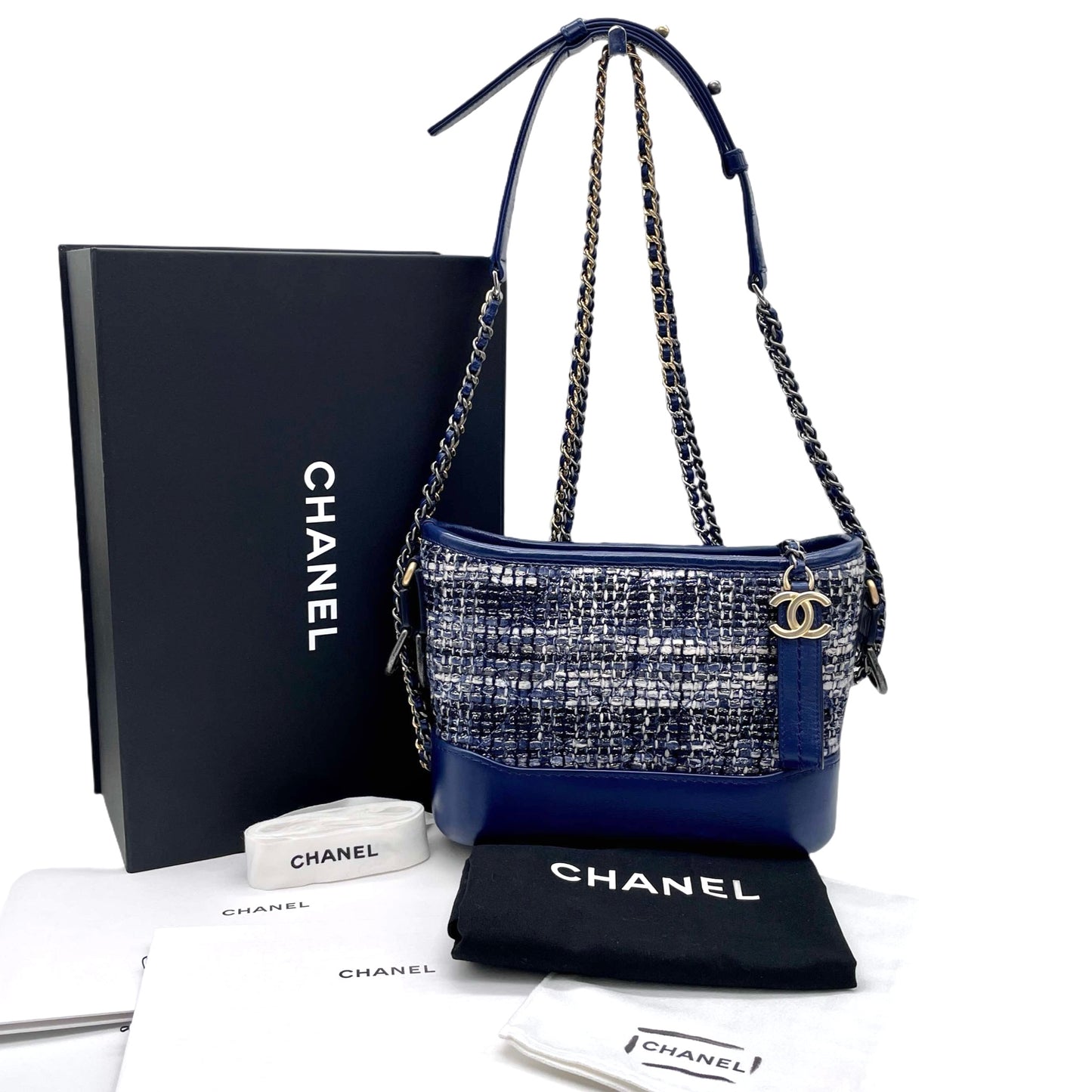 CHANEL Gabriel de Chanel Line Tweed Chain Shoulder Bag