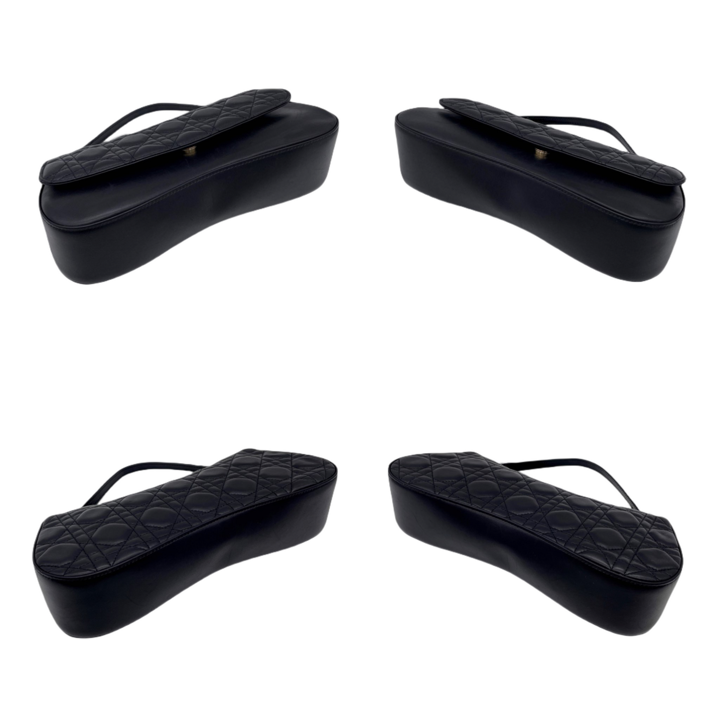 RARE☆☆☆CHRISTIAN DIOR Lamb Skin Leather Cannage Chain Shoulder Flapp Bag Black &amp; Gold