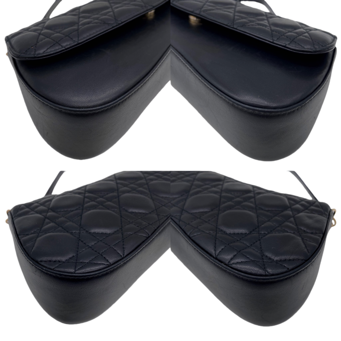 RARE☆☆☆CHRISTIAN DIOR Lamb Skin Leather Cannage Chain Shoulder Flapp Bag Black &amp; Gold