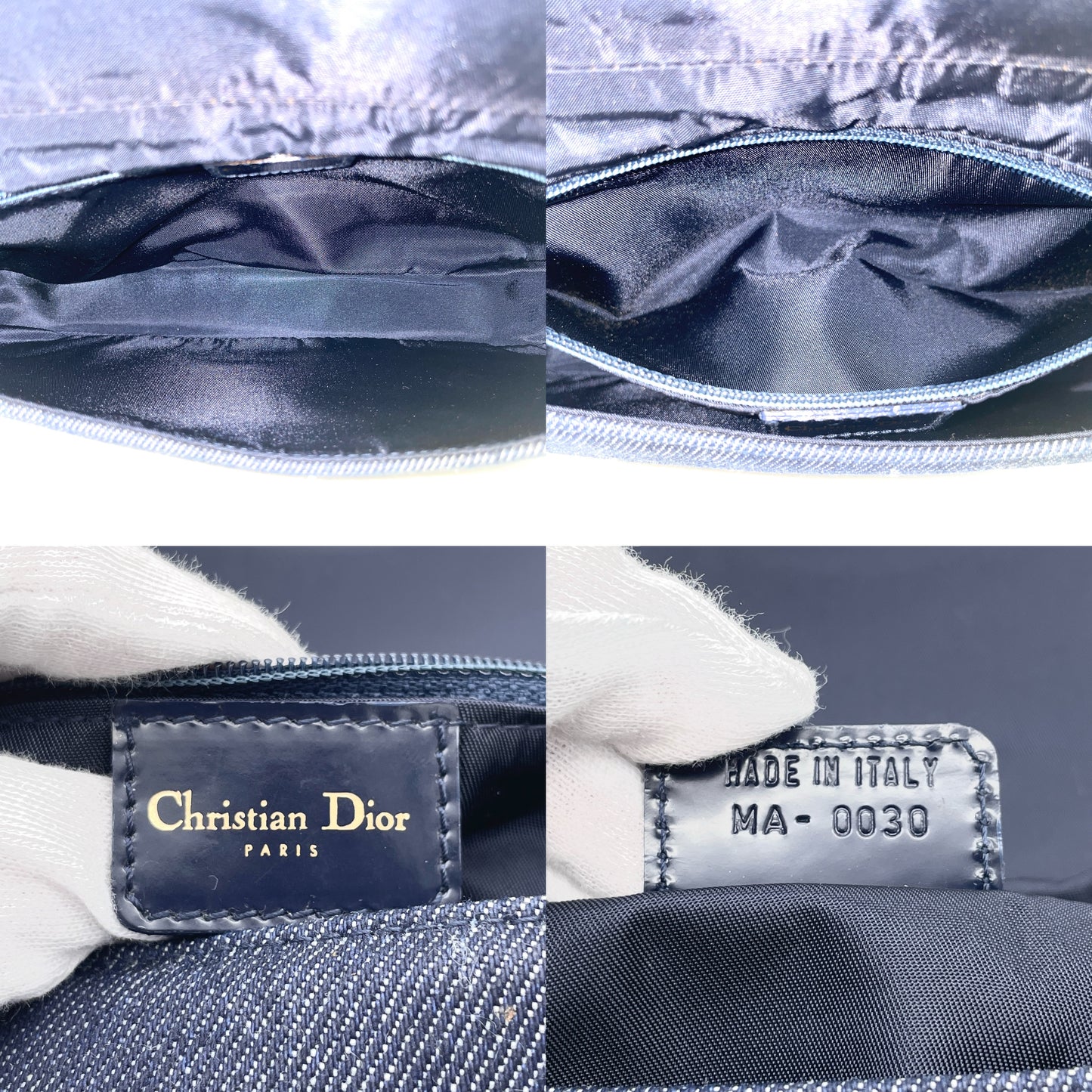 AUTH Pre-owned CHRISTIAN DIOR Maris Pearl Denim Shoulder Bag