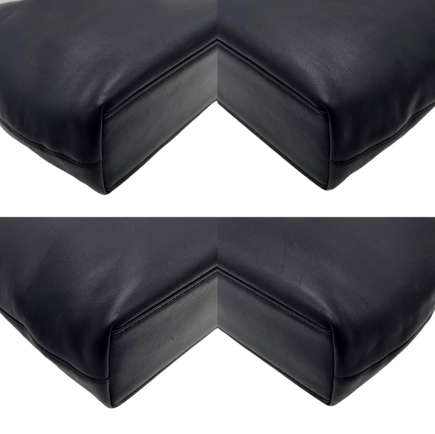 CHRISTIAN DIOR 2000 Preloved Malice Pearl Calf Skin Leather Pearls Handle Hand Bag Black &amp; Silver