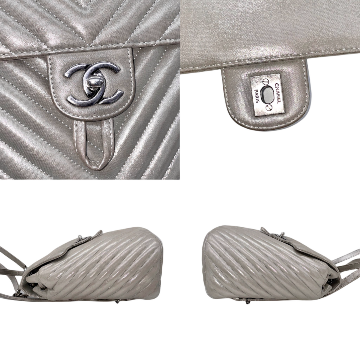 CHANEL V-stitch chain handle rucksack