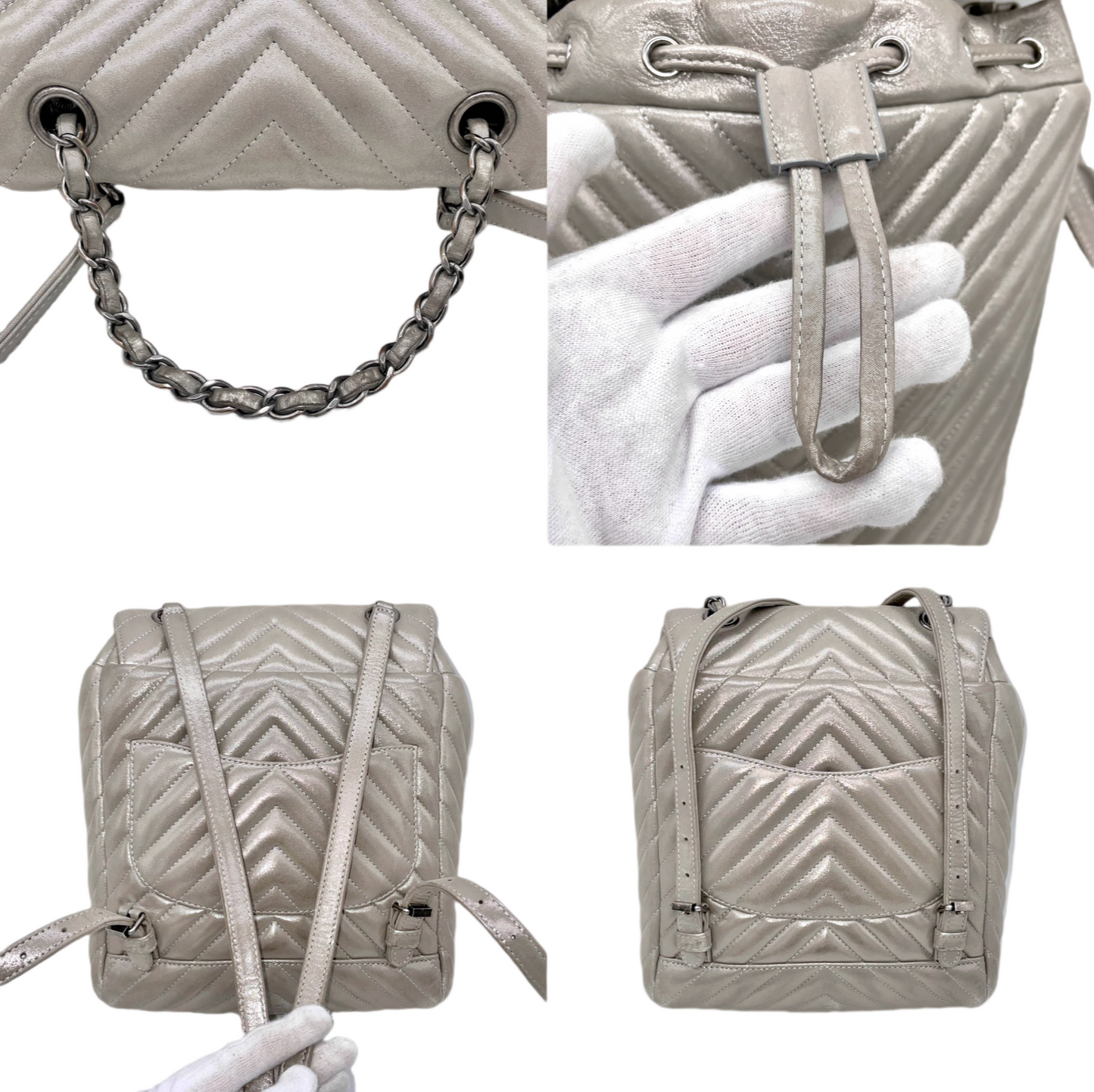 CHANEL V-stitch chain handle rucksack