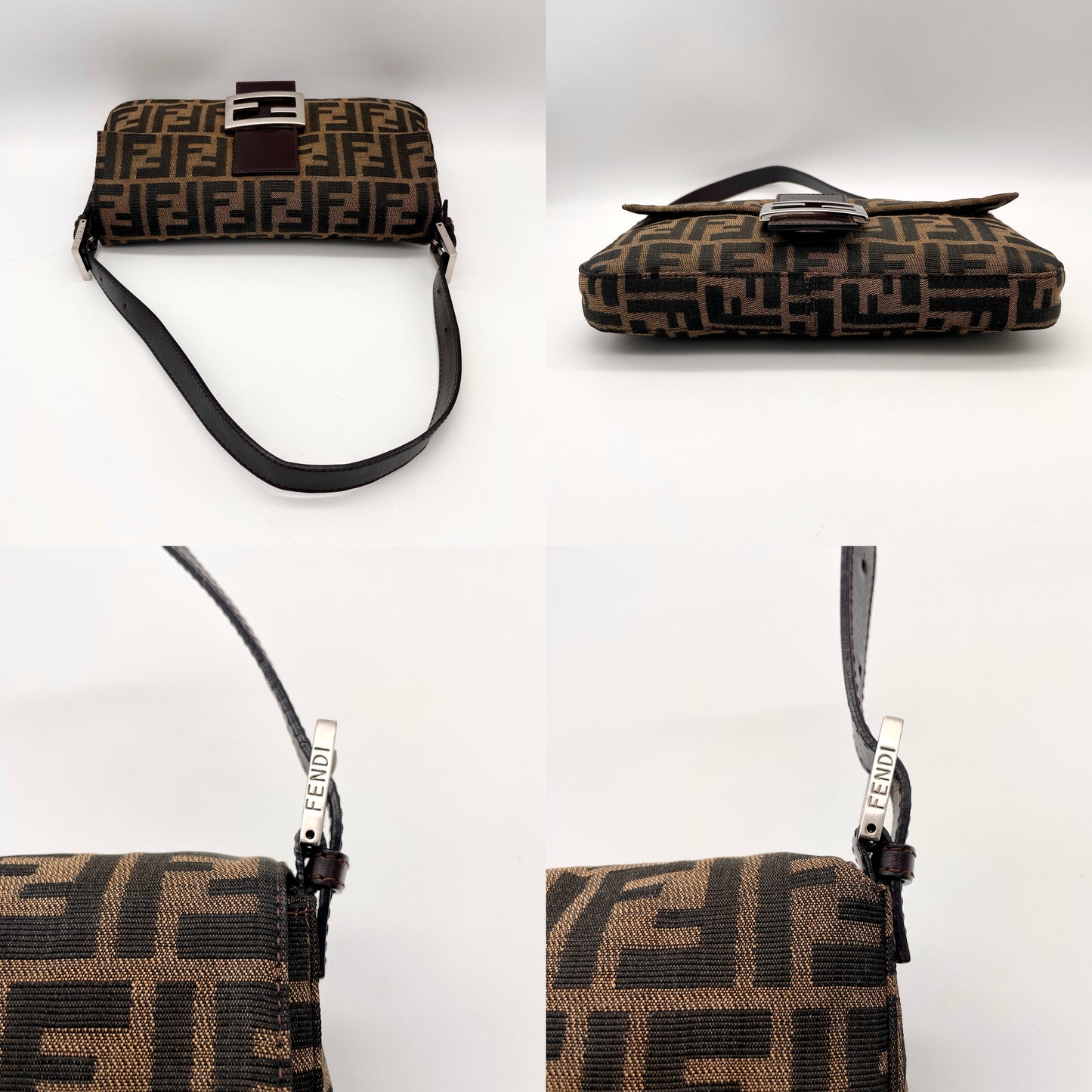 FENDI ZUCCA Mamma Bucket PM Shoulder Bag Brown SHW