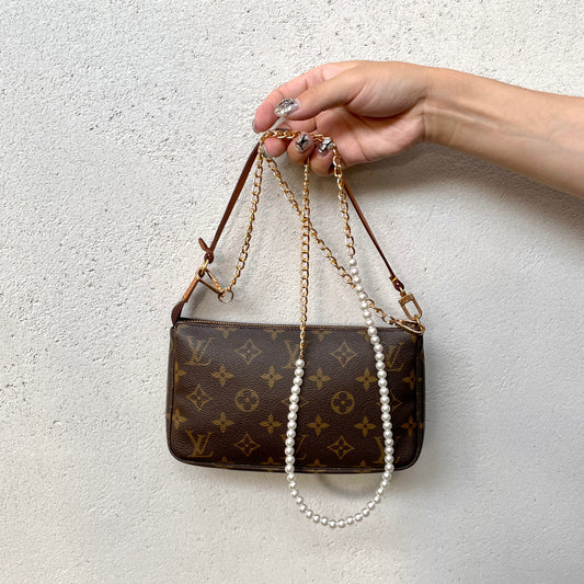 PRELOVED LV 2000 Monogram Pochette Accessoires M51980 Hand Bag Brown &amp; Gold