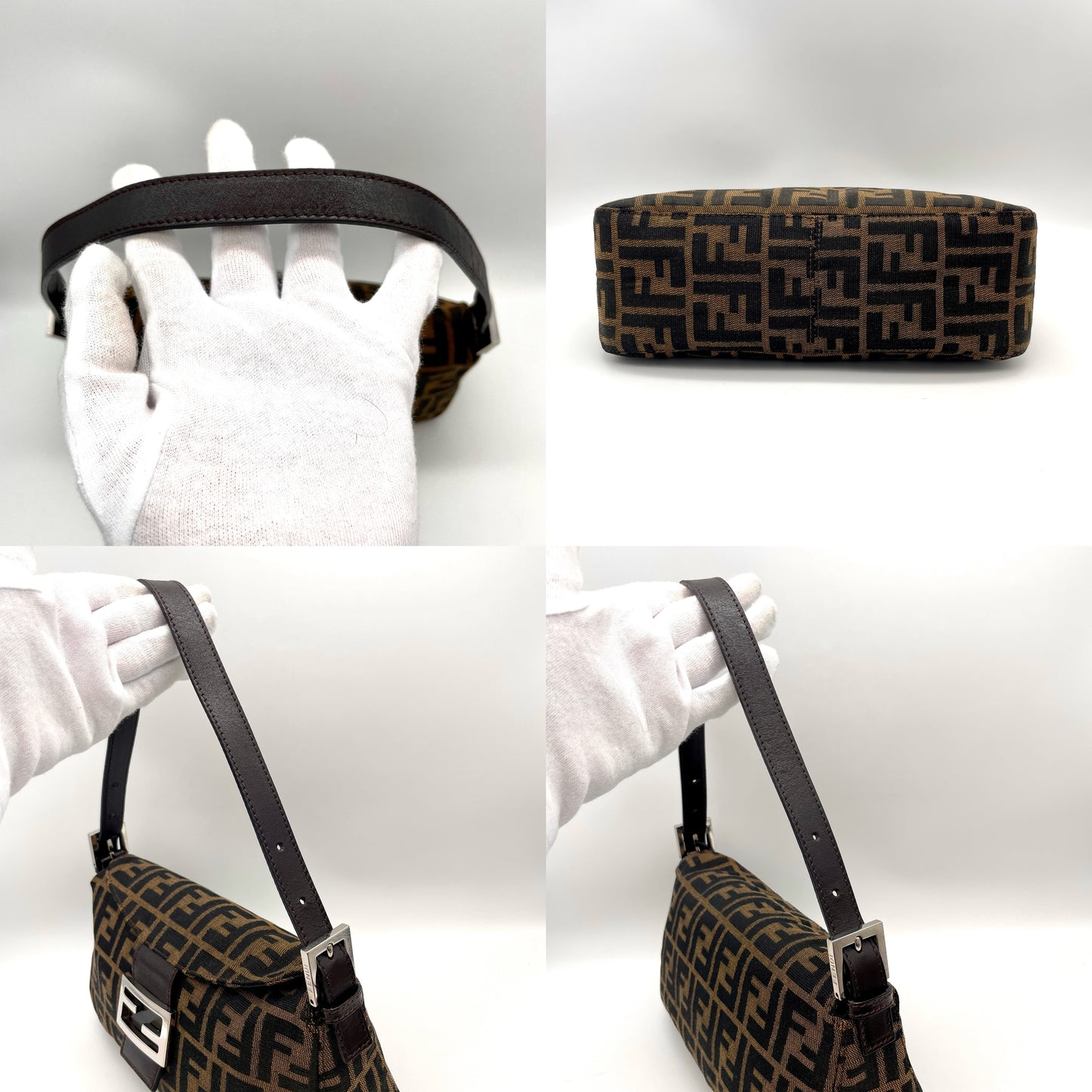 FENDI Sukka Yen Flap Mum Baquet PM 单肩包 棕色 Canha 皮革