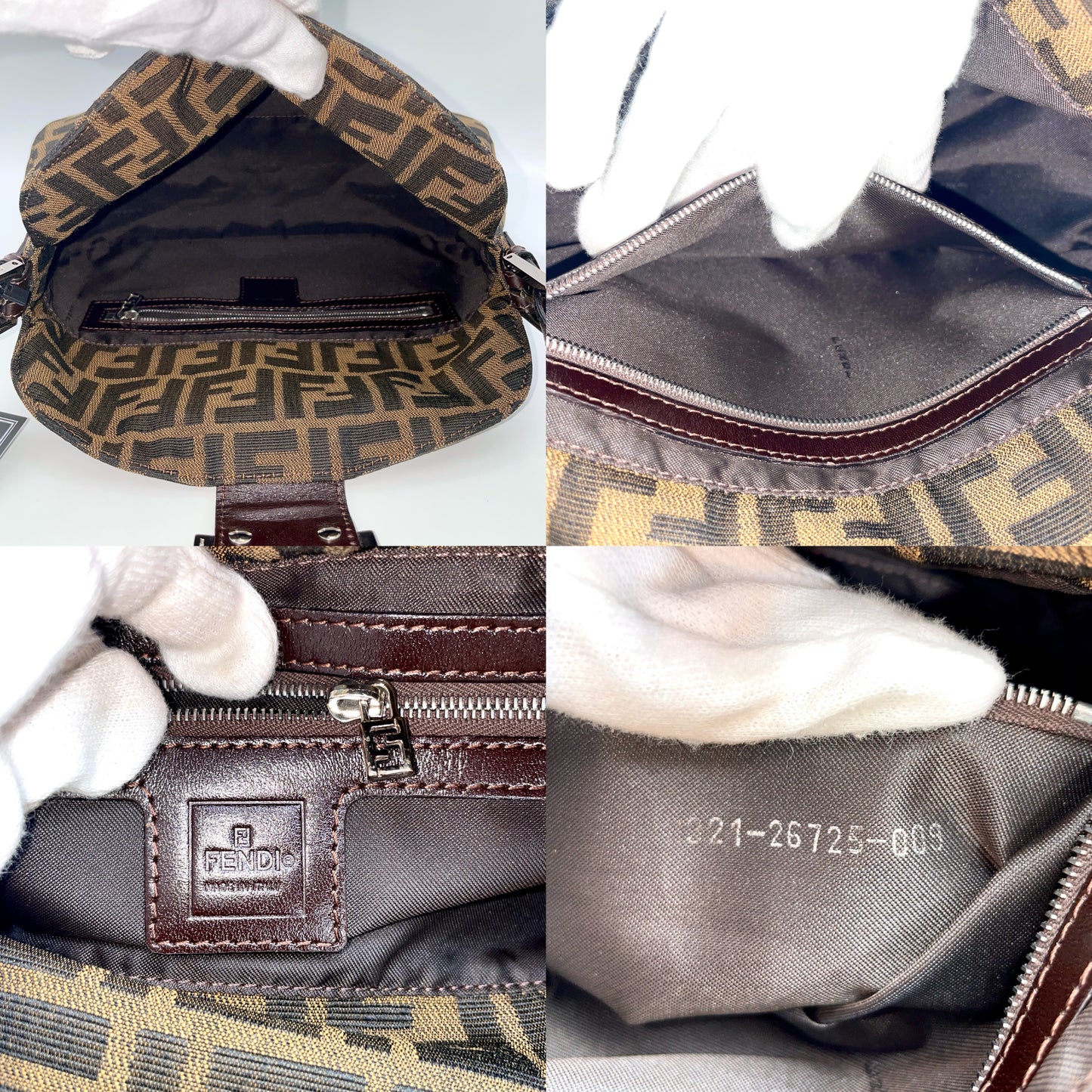 FENDI Sukka Yen Flap Mum Baquet PM 单肩包 棕色 Canha 皮革