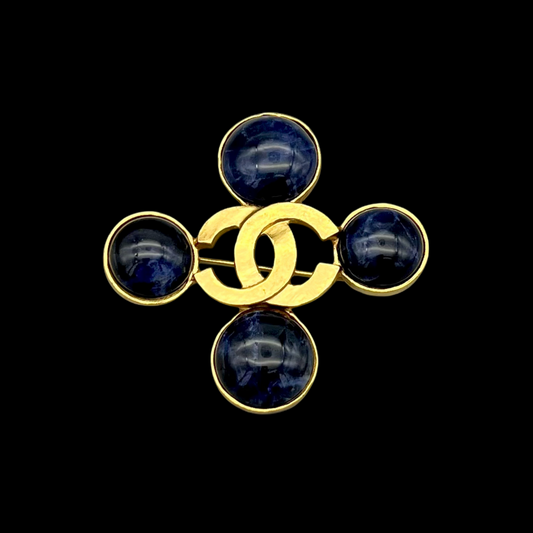 RARE☆CHANEL Coco Mark Color Stone Brooch 95A