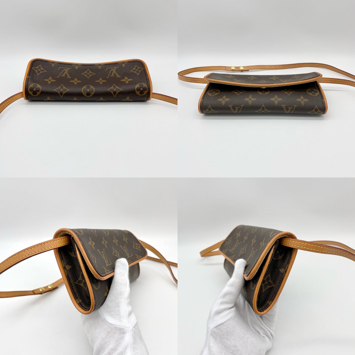 LOUIS VUITTON Monogram Pochette Twin PM M51854 Brown