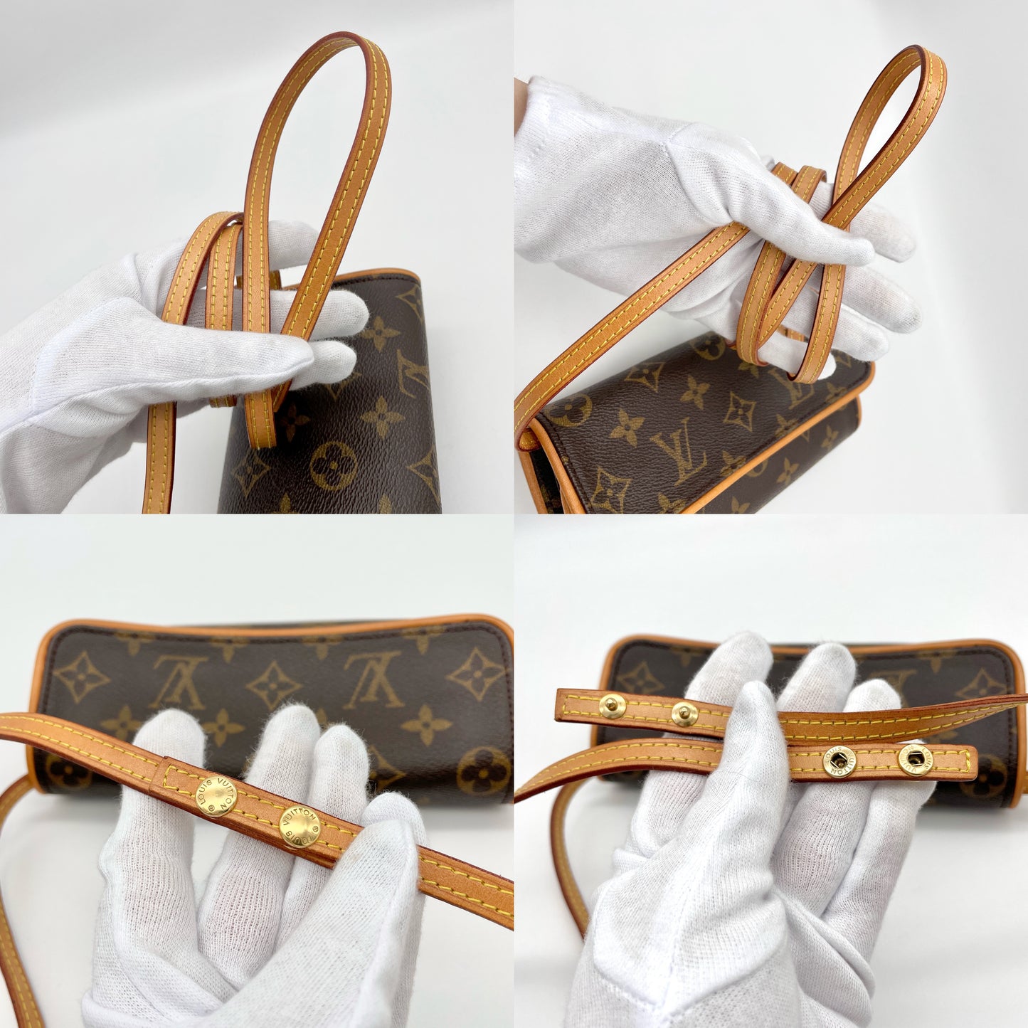 LOUIS VUITTON Monogram Pochette Twin PM M51854 Brown