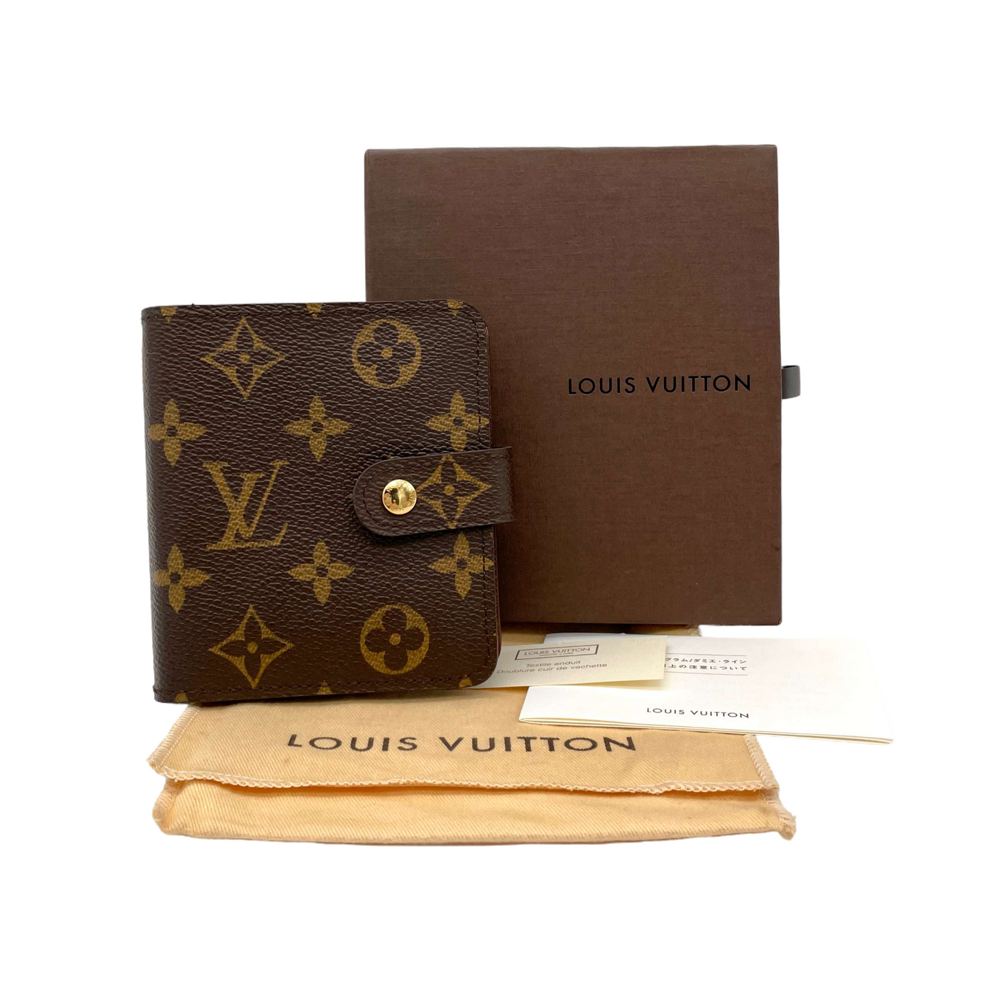 LOUIS VUITTON Monogram Compact Zip Short Wallet M61667 Brown &amp; Gold