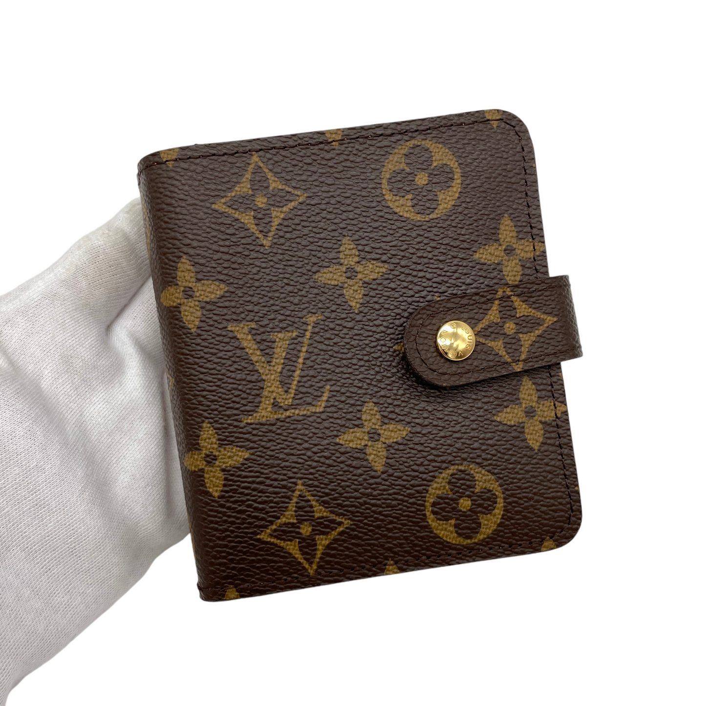 LOUIS VUITTON Monogram Compact Zip Short Wallet M61667 Brown &amp; Gold