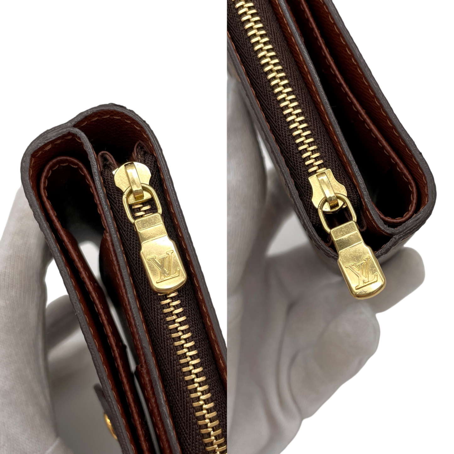 LOUIS VUITTON Monogram Compact Zip Short Wallet M61667 Brown &amp; Gold
