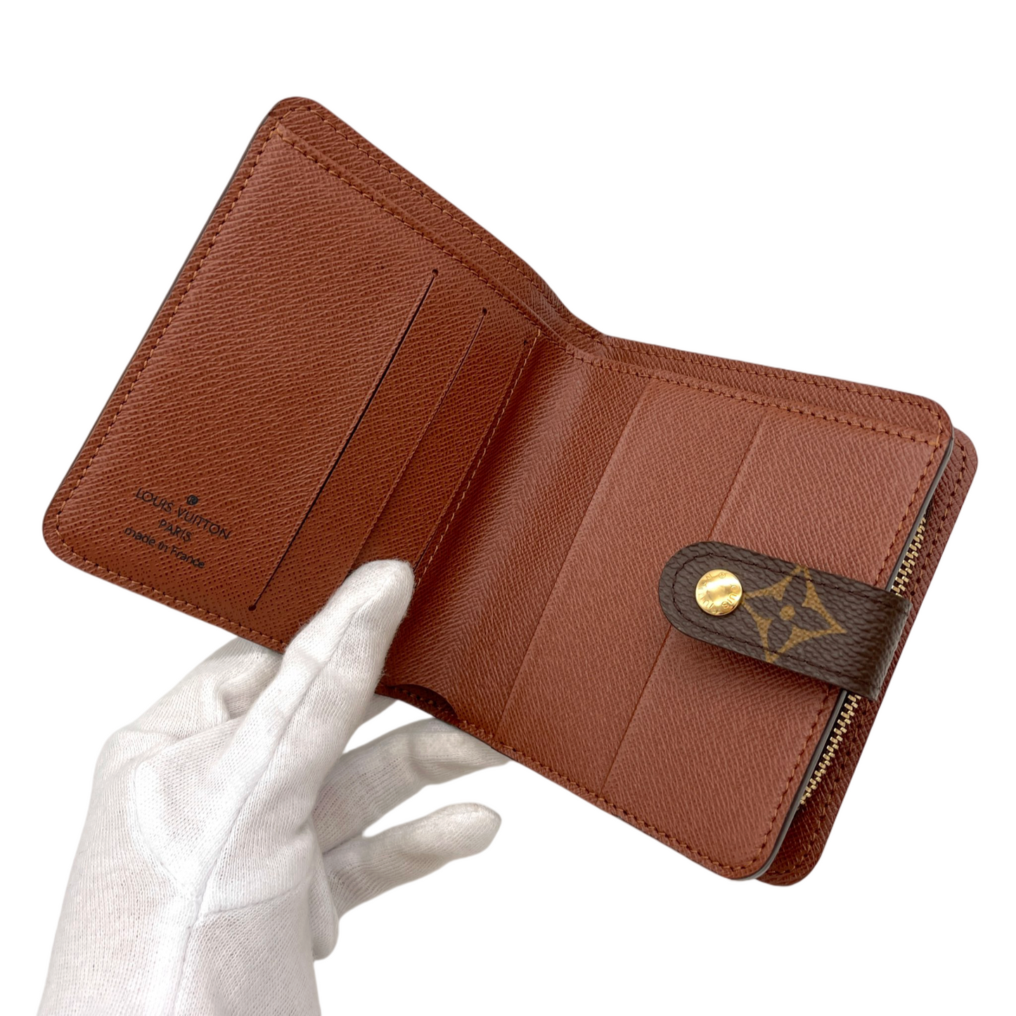 LOUIS VUITTON Monogram Compact Zip Short Wallet M61667 Brown &amp; Gold