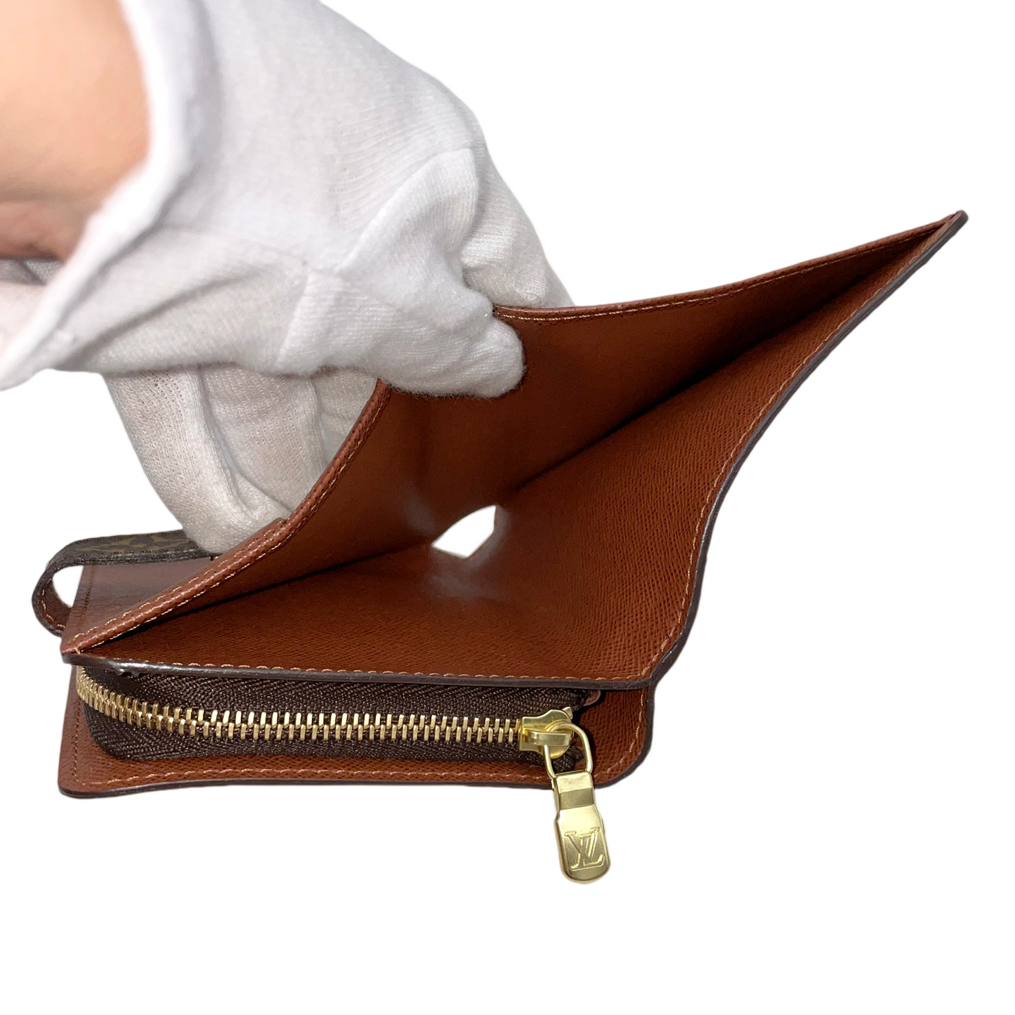 LOUIS VUITTON Monogram Compact Zip Short Wallet M61667 Brown &amp; Gold
