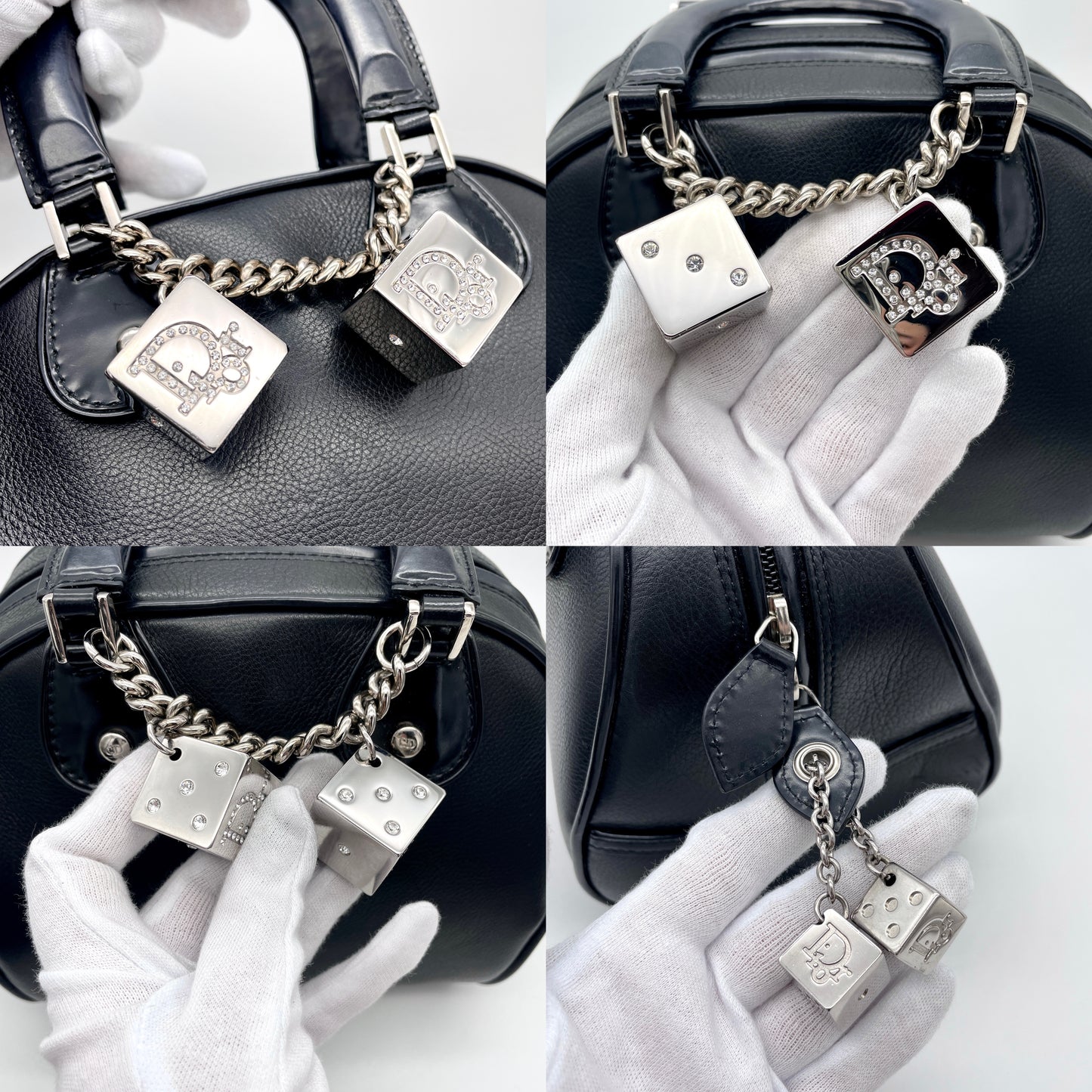 RARE☆☆☆☆CHRISTIAN DIOR Cyclon Pendant Mini Boston Bag Black/Silver