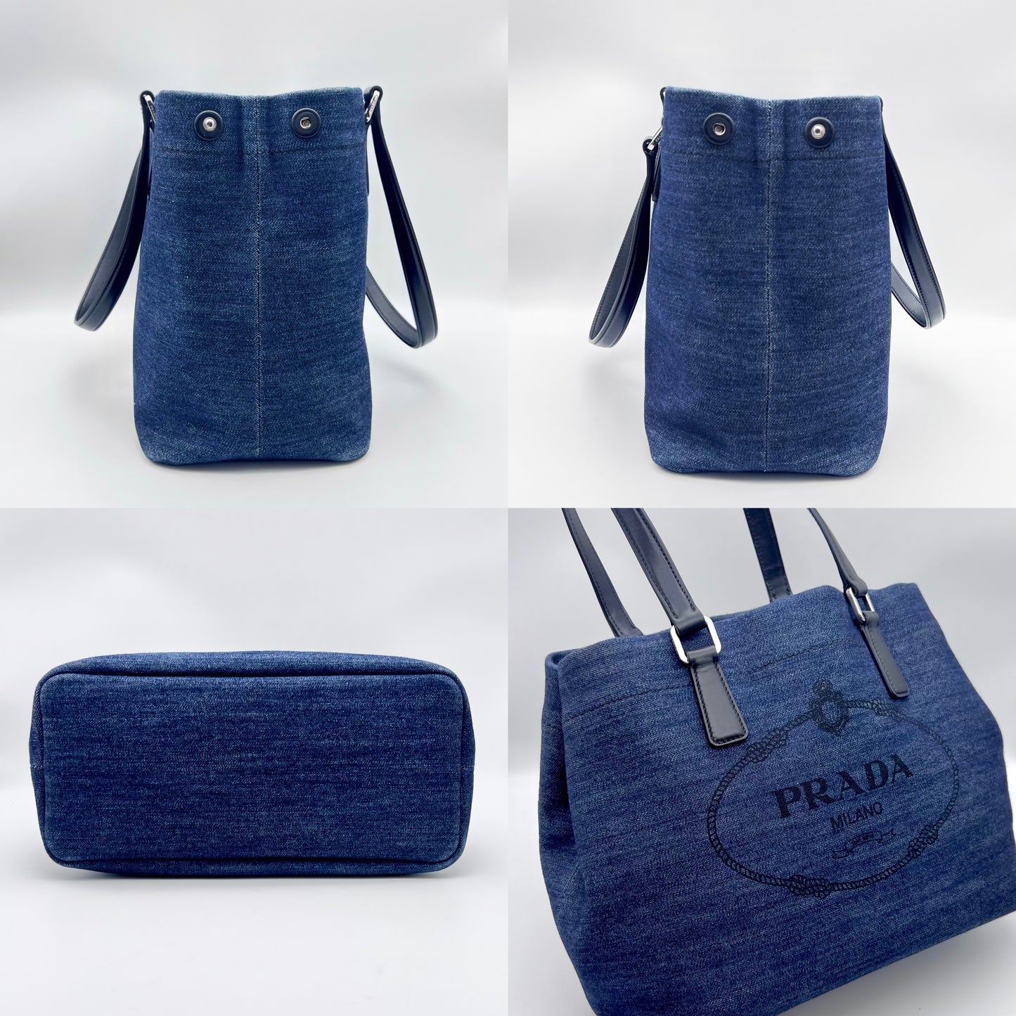 AUTH Pre-owned PRADA Canapa Denim Tote Bag