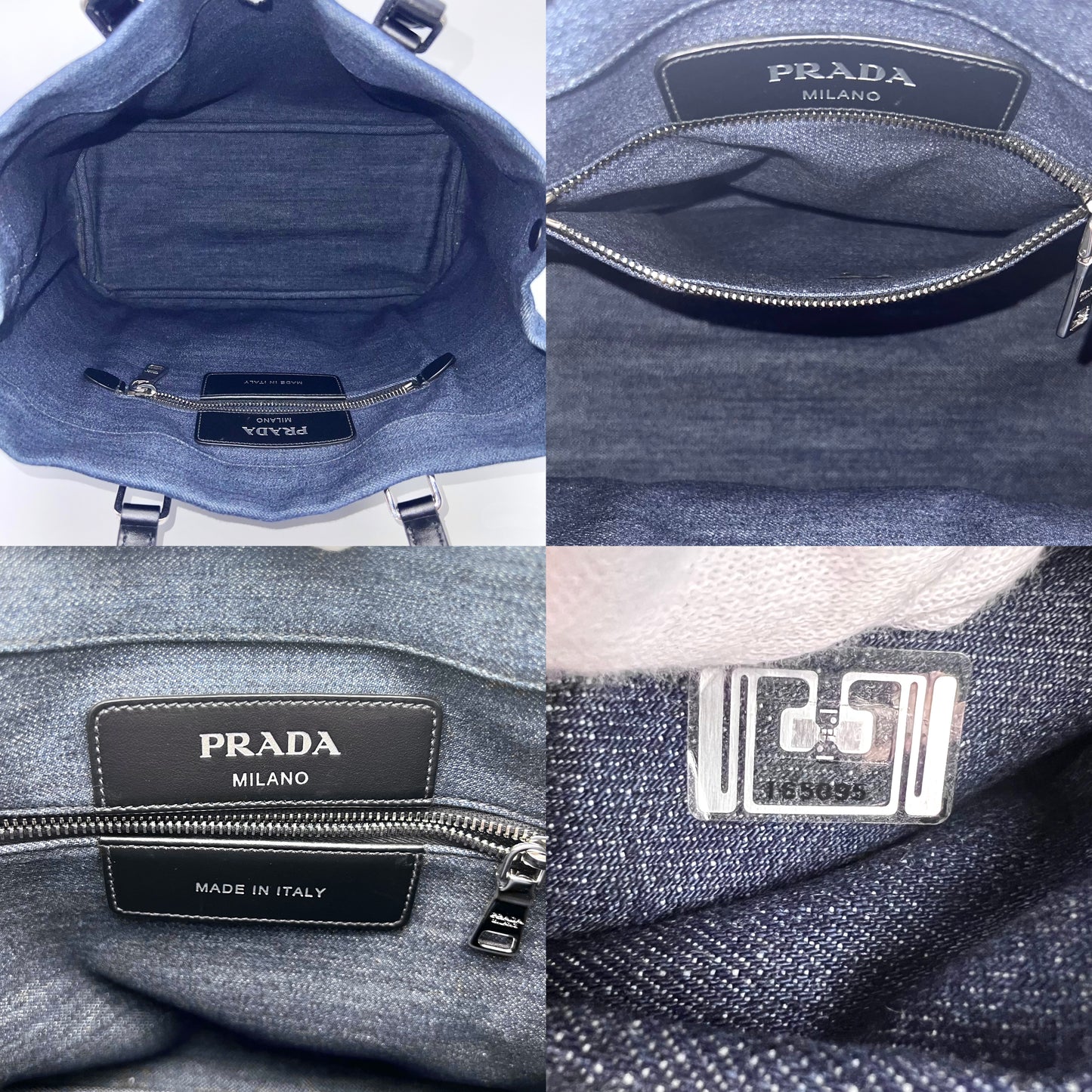 AUTH Pre-owned PRADA ｶﾅﾊﾟ ﾃﾞﾆﾑ ﾄｰﾄﾊﾞｯｸﾞ