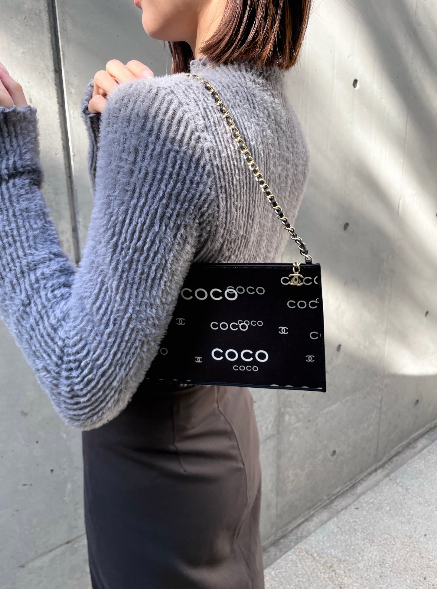 稀有☆☆☆☆CHANEL COCO icon迷你链条手包黑白色GHW