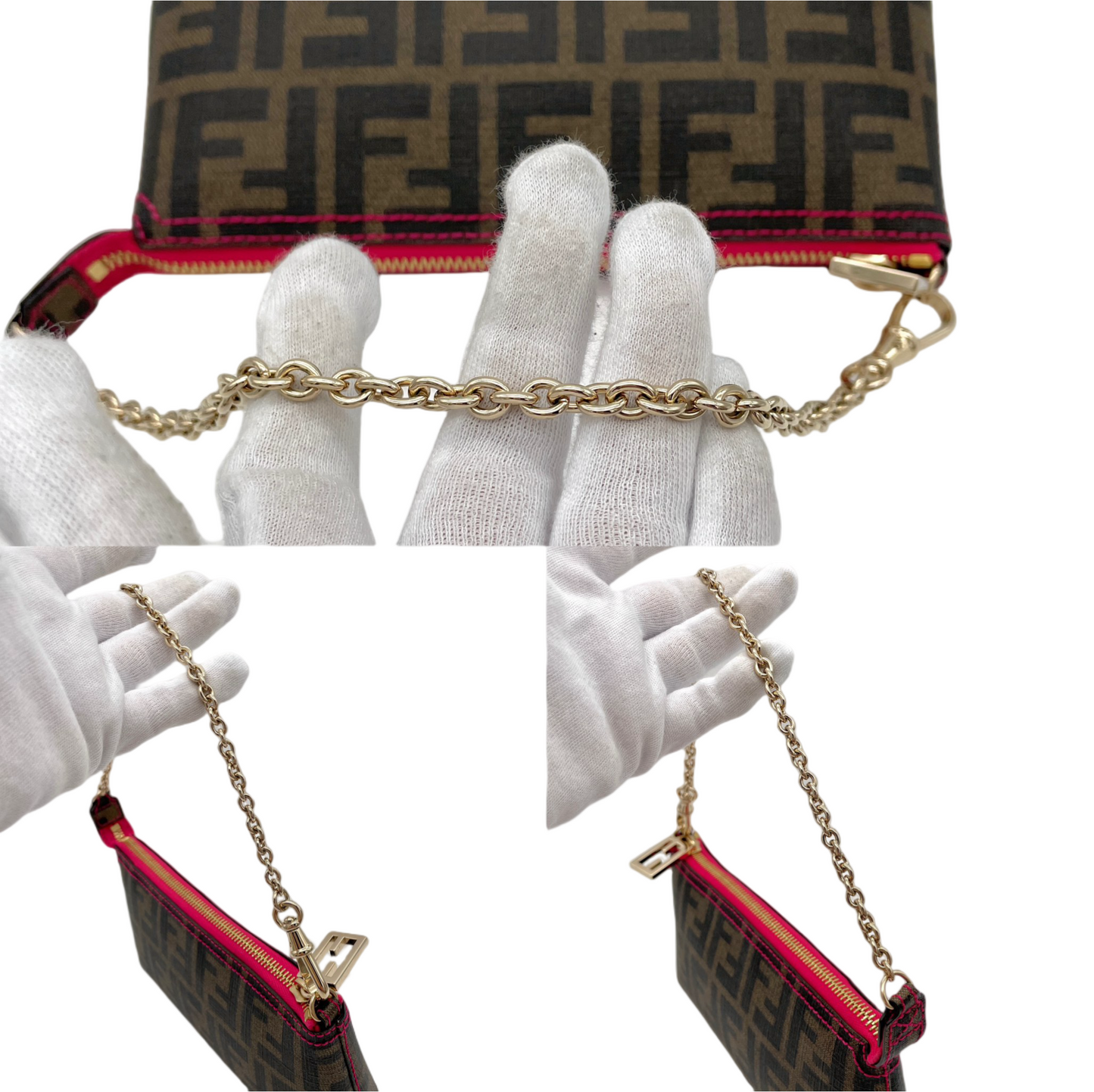 FENDI ZUCCA Chain Shoulder Accessory Pouch