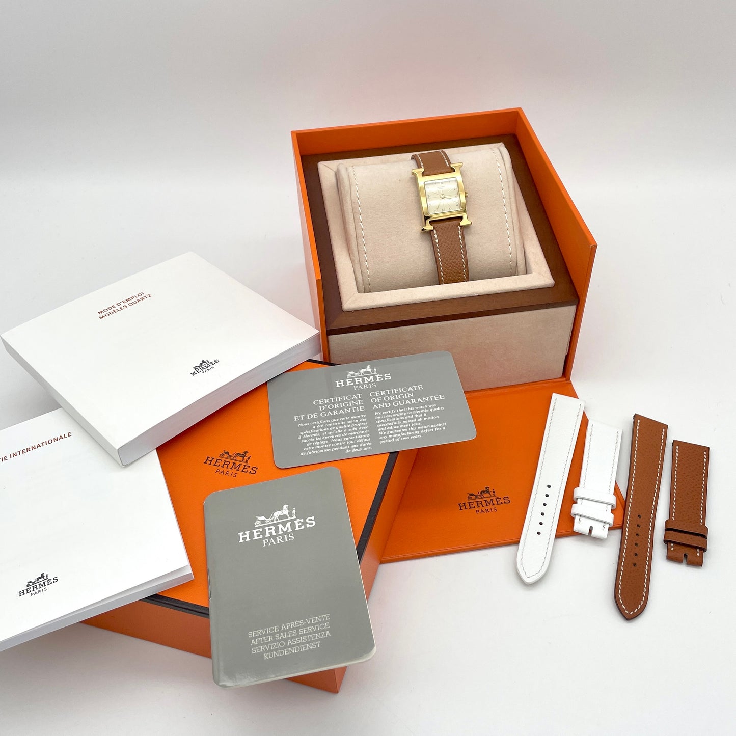 RARE☆☆HERMÈS H Watch Gold x Brown