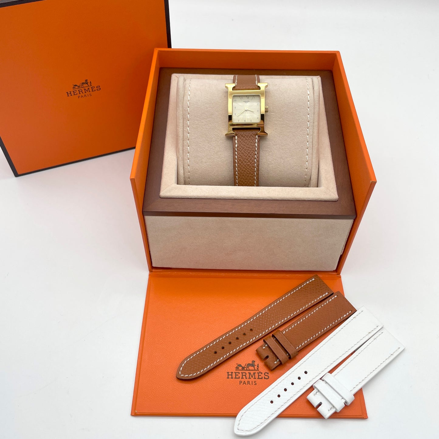 RARE☆☆HERMÈS H Watch Gold x Brown