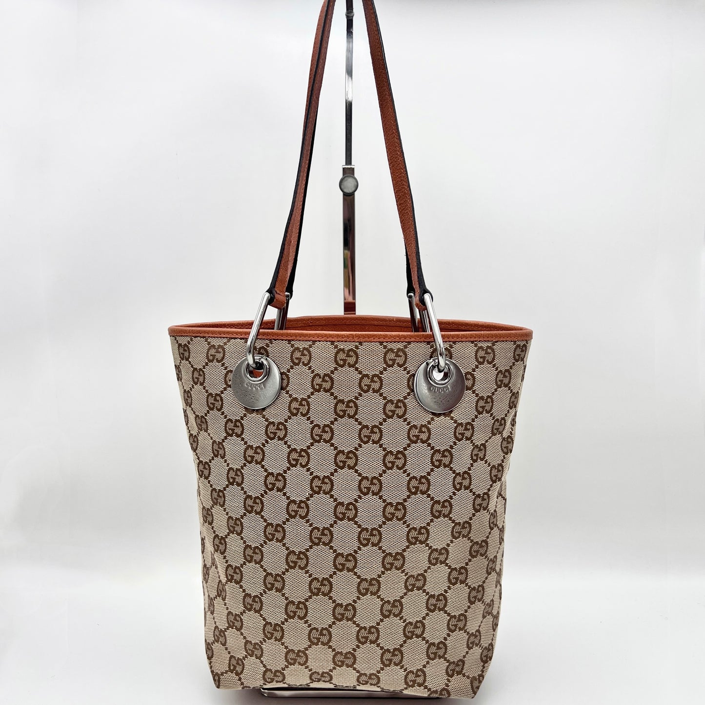 AUTH Pre-owned GUCCI GG Canvas Shoulder Tote Bag Brown SHW