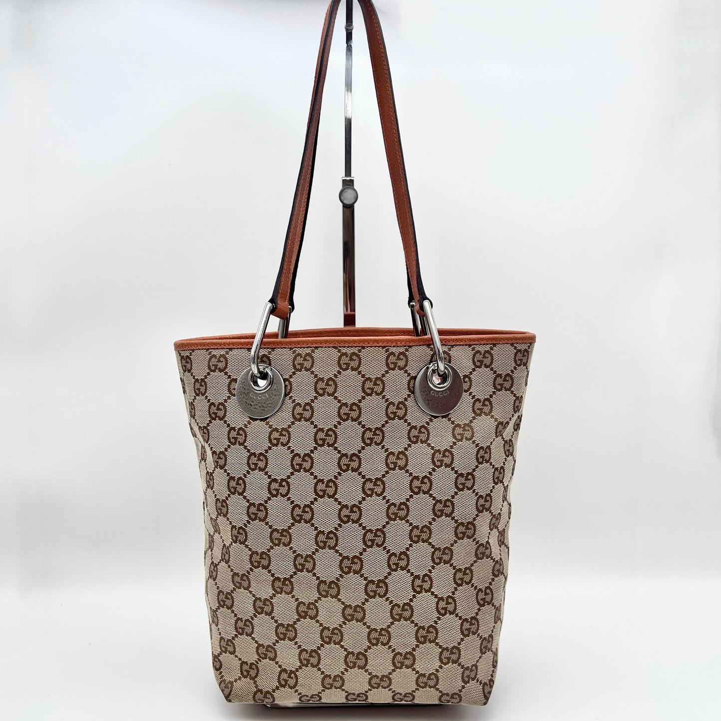 AUTH Pre-owned GUCCI GG Canvas Shoulder Tote Bag Brown SHW