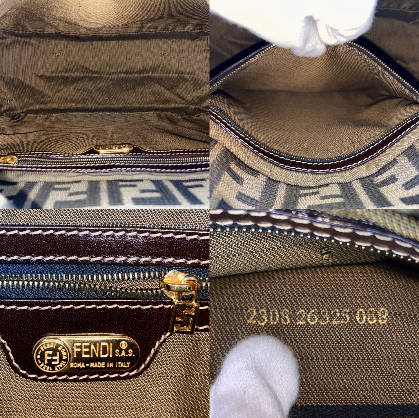 RARE☆☆☆FENDI Zucca Canvas Mamma Baguette GM Shoulder Bag Brown &amp; Gold