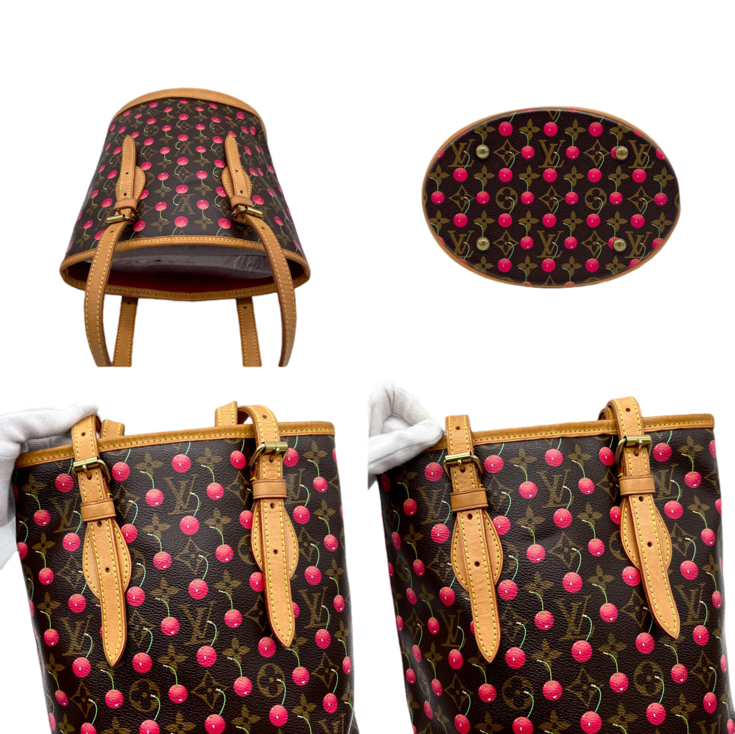 RARE☆☆☆☆☆LOUIS VUITTON Monogram x Takashi Murakami Cherry Cerises Sac Retro PM/M95012 Backet Shoulder Tote Bag