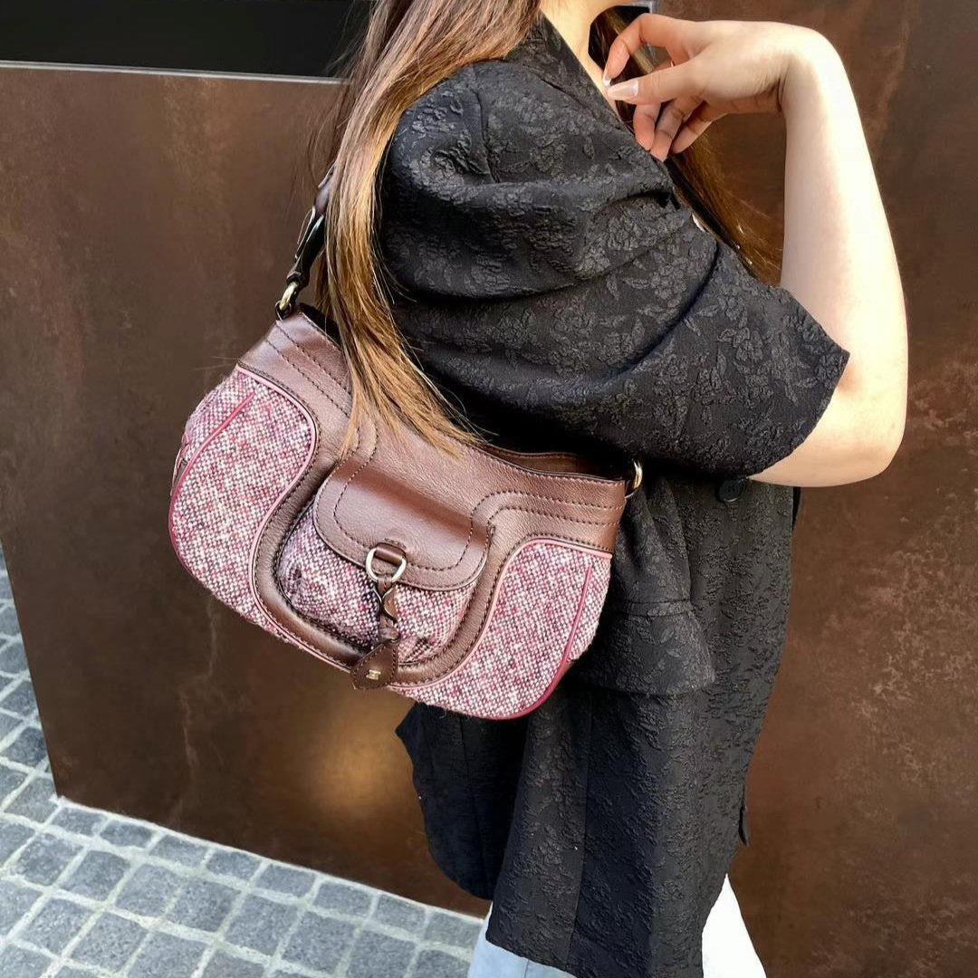 CELINE tweed shoulder bag